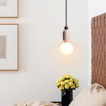 Forma Pendant Light in Walnut and Travertine with Opal Glass Globe
