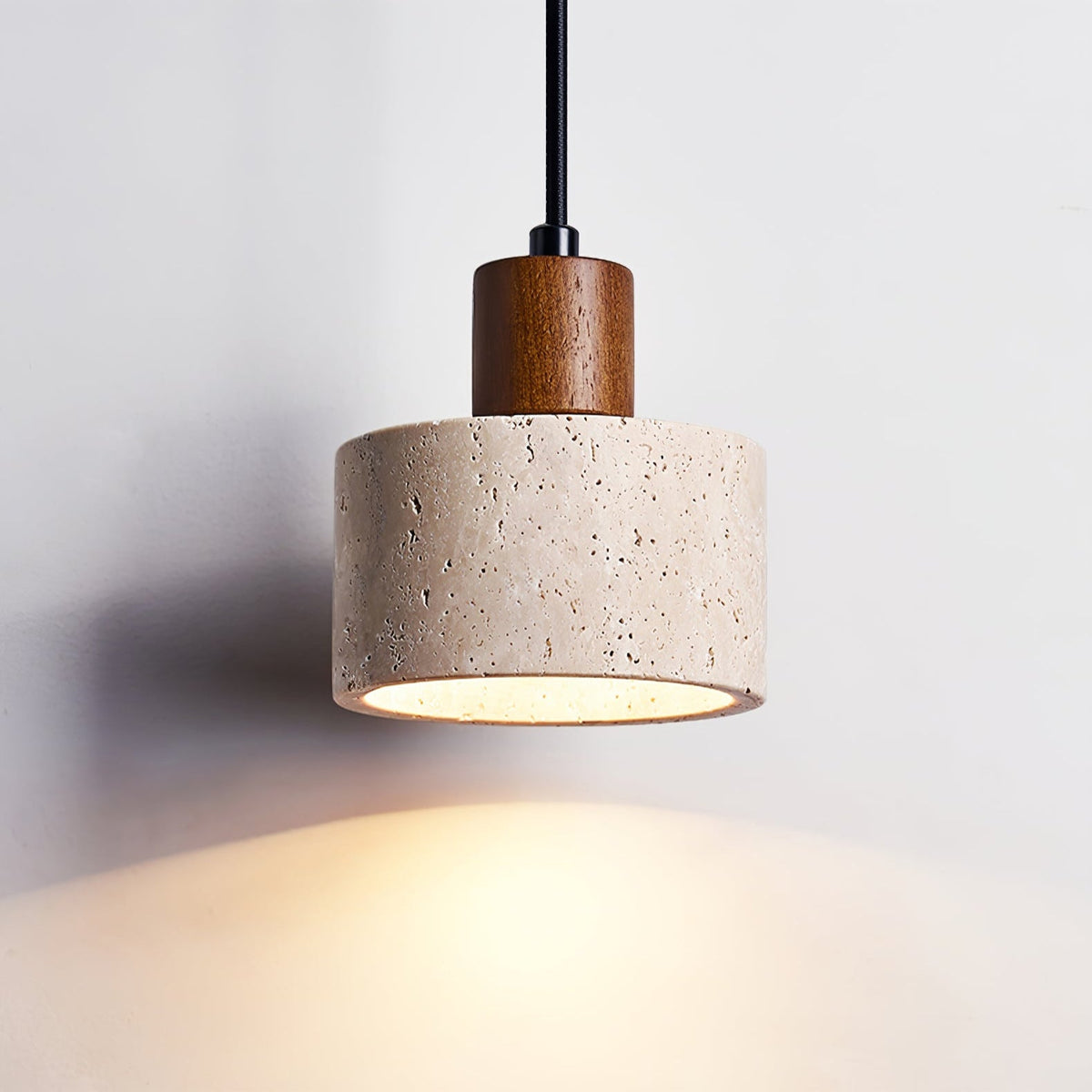Forma Terra Trio Pendant Light – Travertine & Walnut Sculptural Chandelier