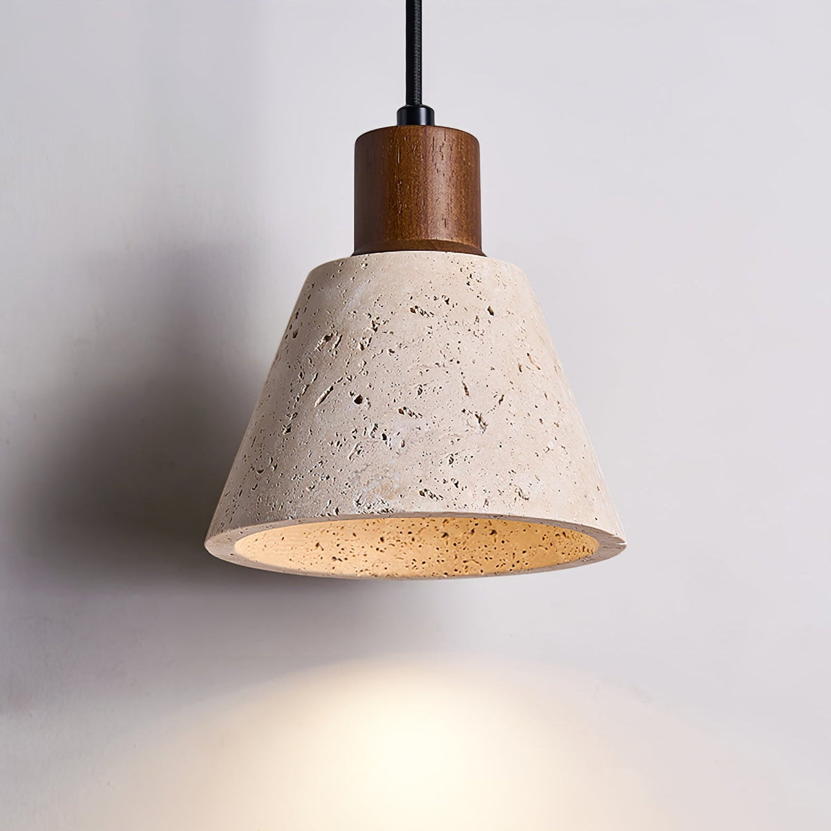 Forma Terra Trio Pendant Light – Travertine & Walnut Sculptural Chandelier