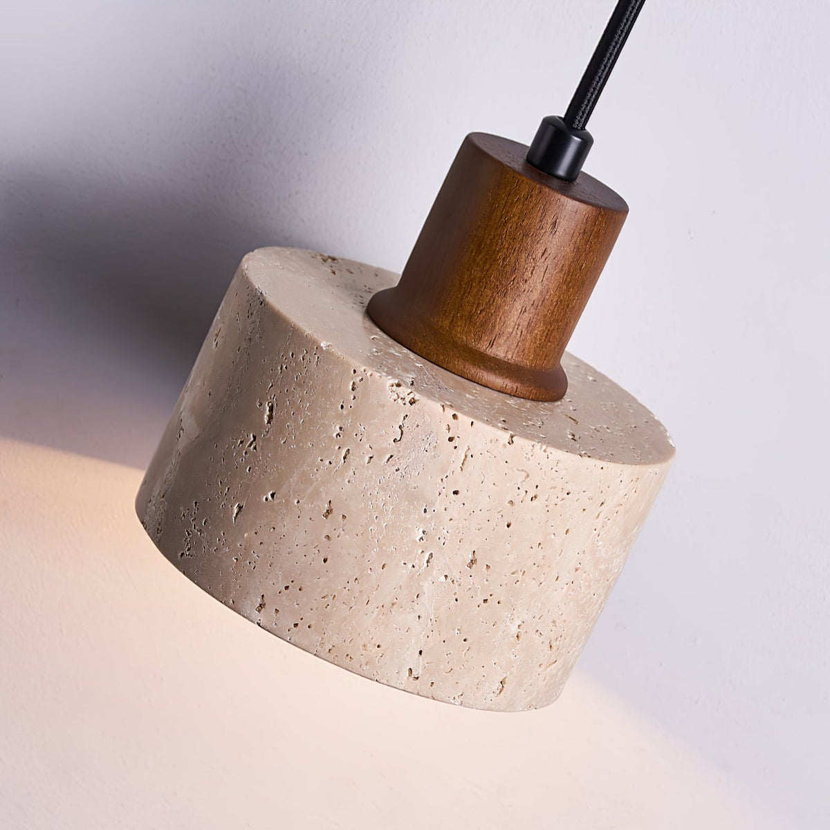 Forma Terra Trio Pendant Light – Travertine & Walnut Sculptural Chandelier