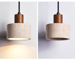 Forma Terra Trio Pendant Light – Travertine & Walnut Sculptural Chandelier