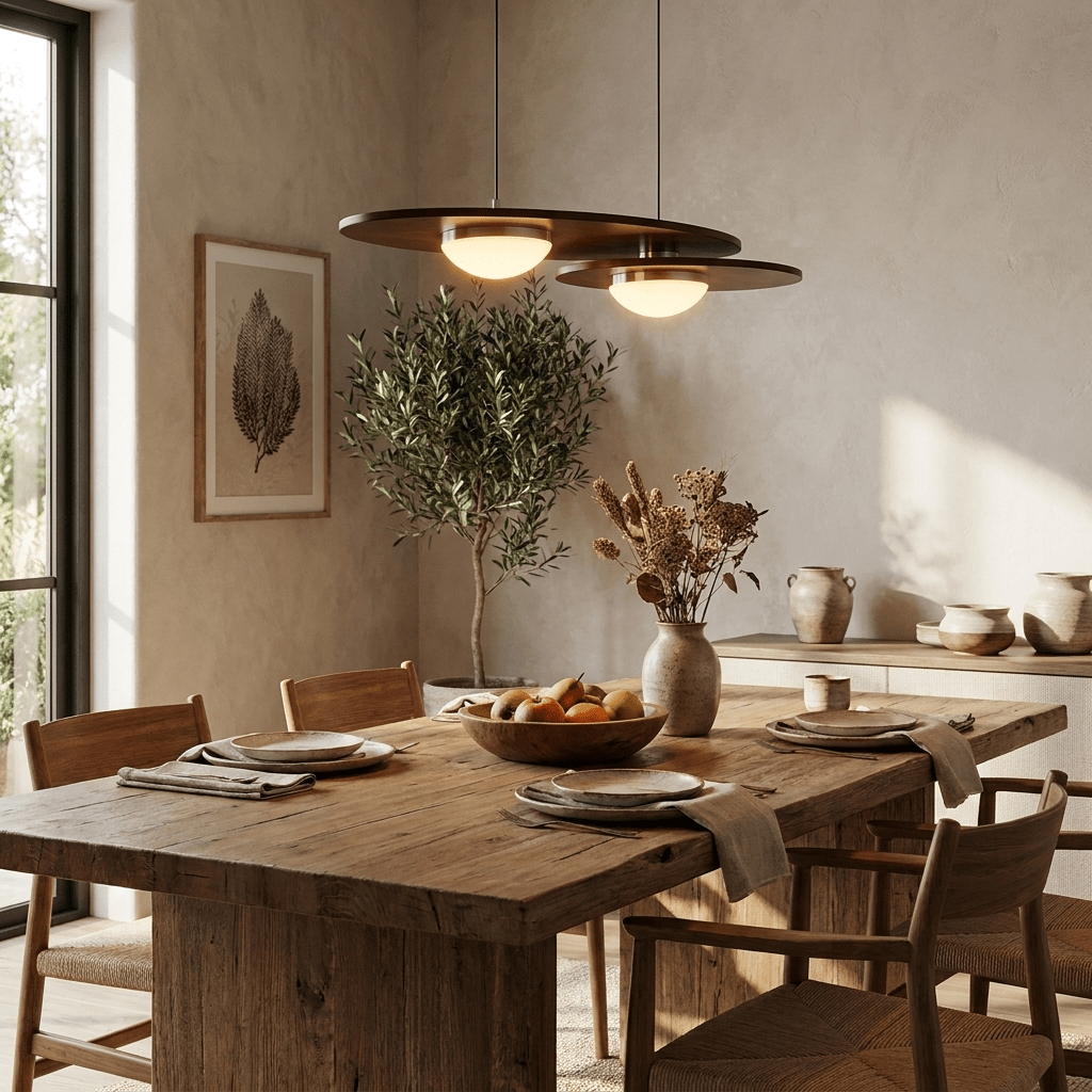 Forma Walnut Linear LED Pendant Light for Dining Room and Kitchen Island