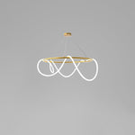 Sculptural Linear Curve LED Chandelier in Gold or Black