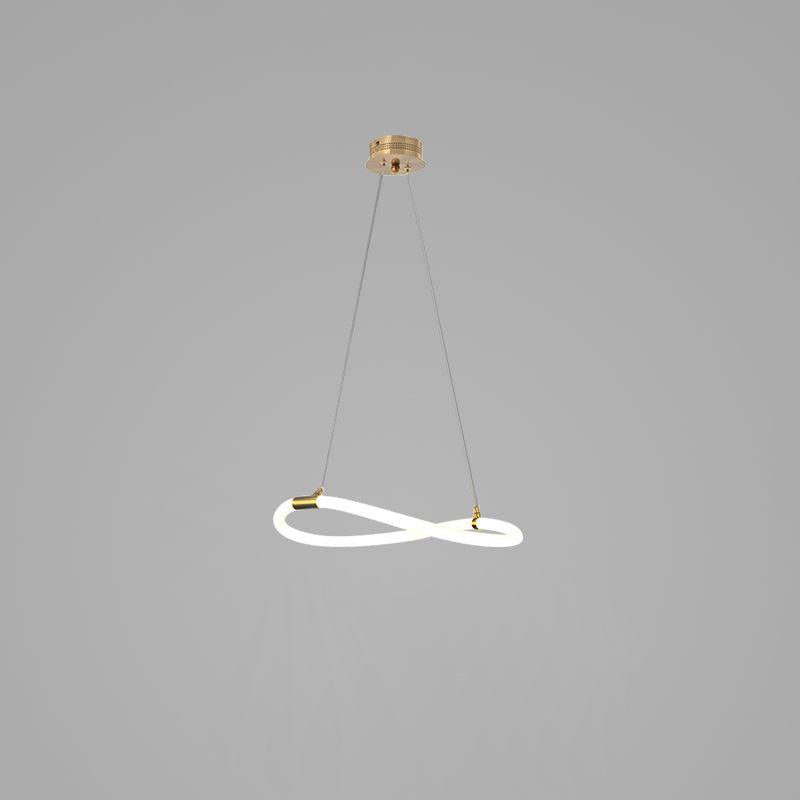 Sculptural Linear Curve LED Chandelier in Gold or Black