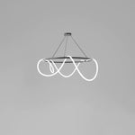 Sculptural Linear Curve LED Chandelier in Gold or Black