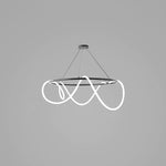 Sculptural Linear Curve LED Chandelier in Gold or Black