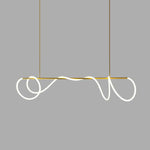 Sculptural Linear Curve LED Chandelier in Gold or Black