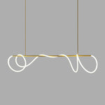 Sculptural Linear Curve LED Chandelier in Gold or Black