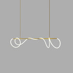 Sculptural Linear Curve LED Chandelier in Gold or Black