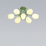 French Cream Orchid Ceiling Lamp
