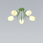 French Cream Orchid Ceiling Lamp