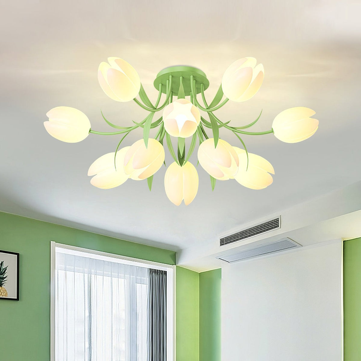 French Cream Orchid Ceiling Lamp