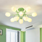 French Cream Orchid Ceiling Lamp