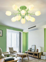 French Cream Orchid Ceiling Lamp