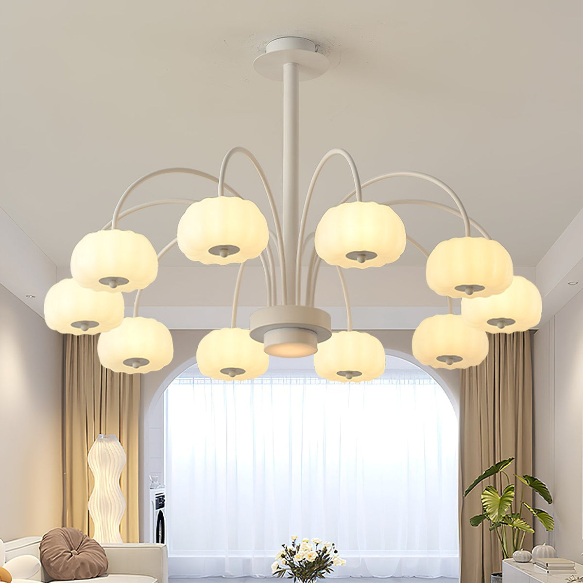 French Cream Pumpkin Chandelier