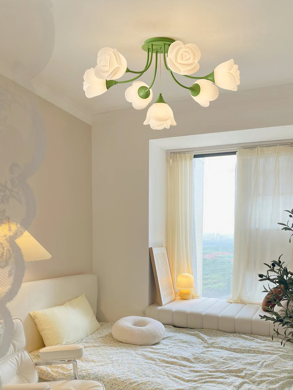 French Romantic Rose Ceiling Lamp