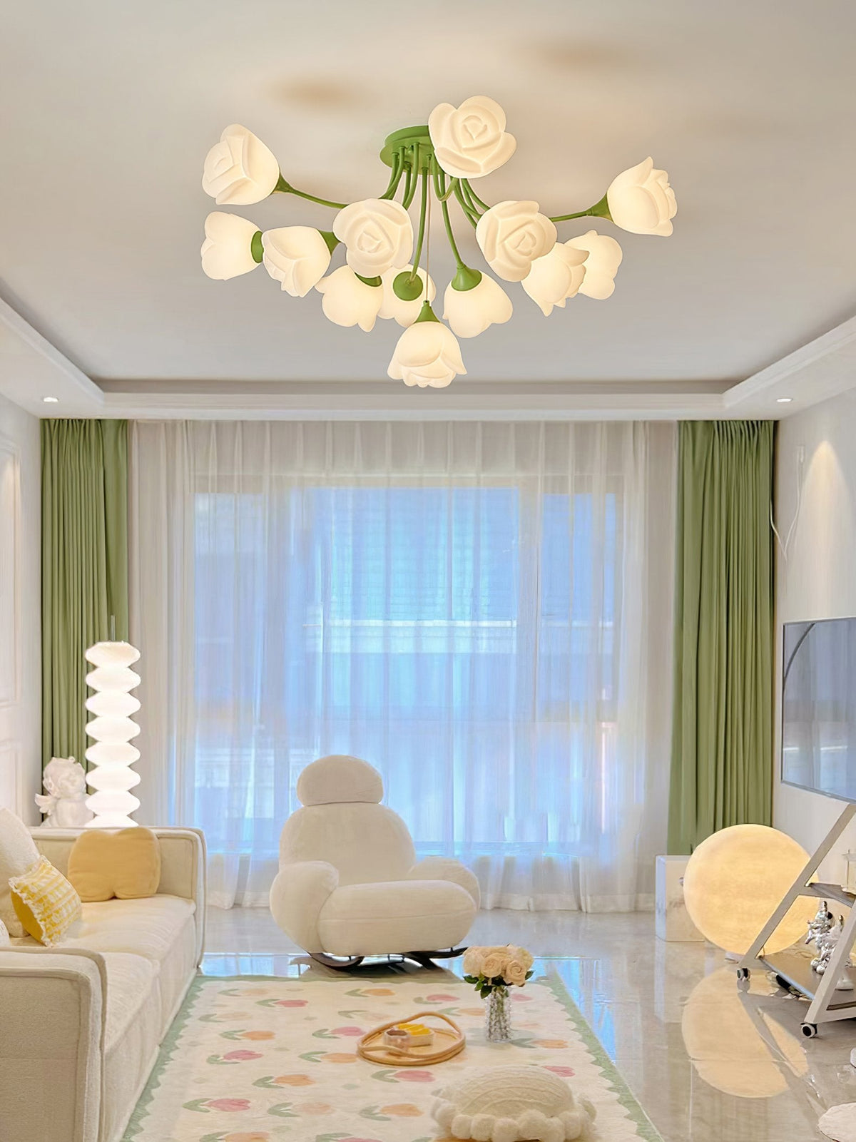 French Romantic Rose Ceiling Lamp