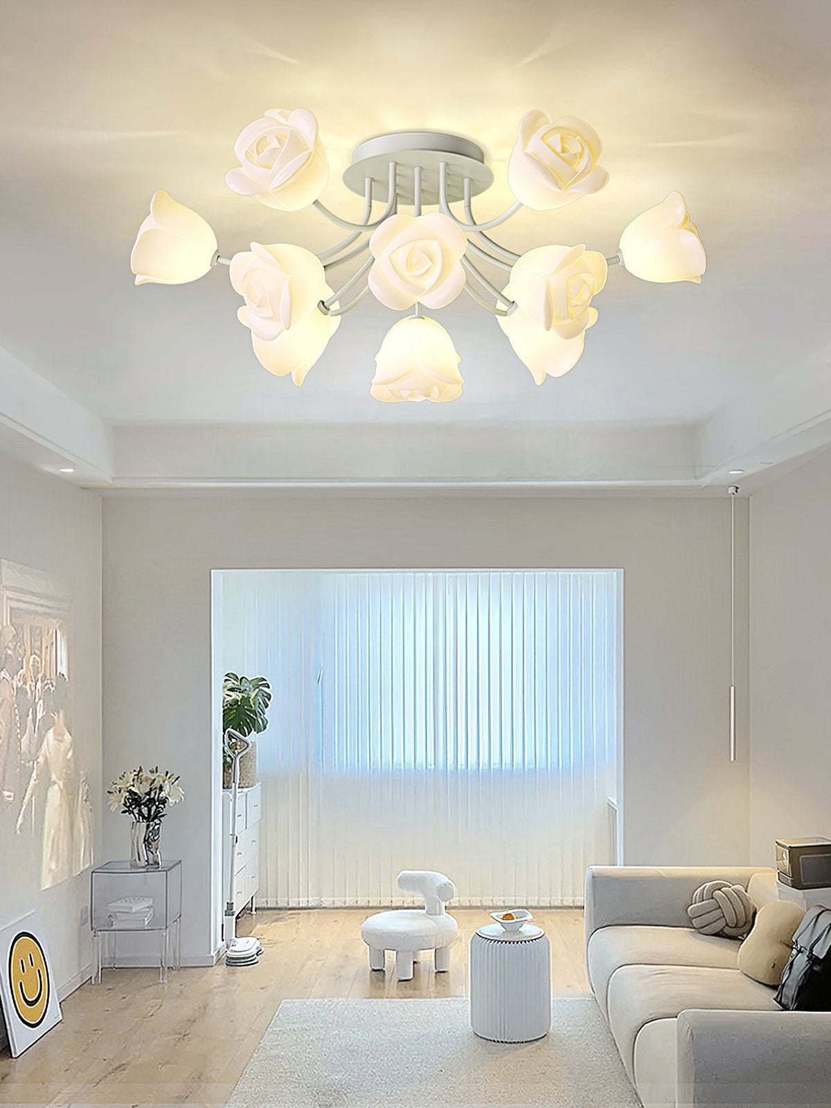 French Romantic Rose Ceiling Lamp
