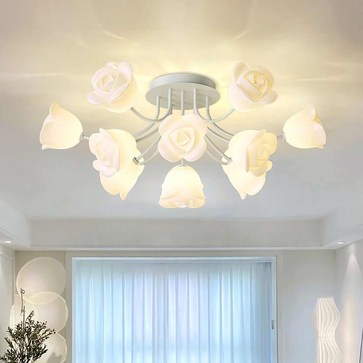 French Romantic Rose Ceiling Lamp