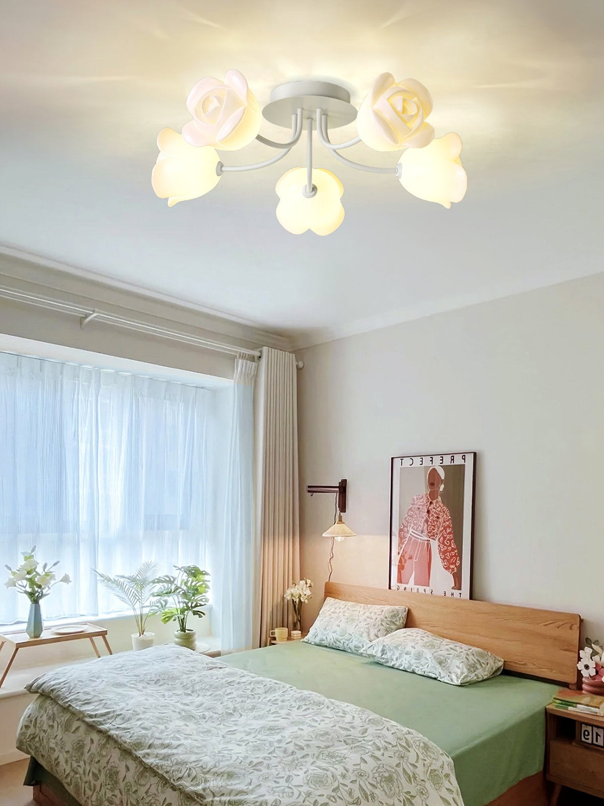 French Romantic Rose Ceiling Lamp