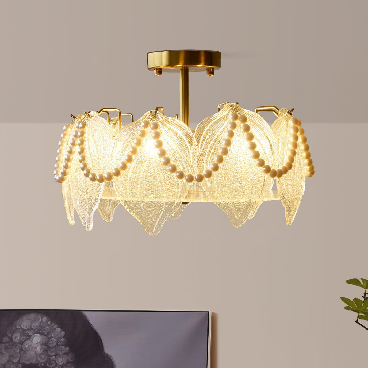 French Style Pearl Glass Chandelier
