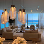 Friso LED Pendant Light – Ribbed Glass Modern Hanging Lamp