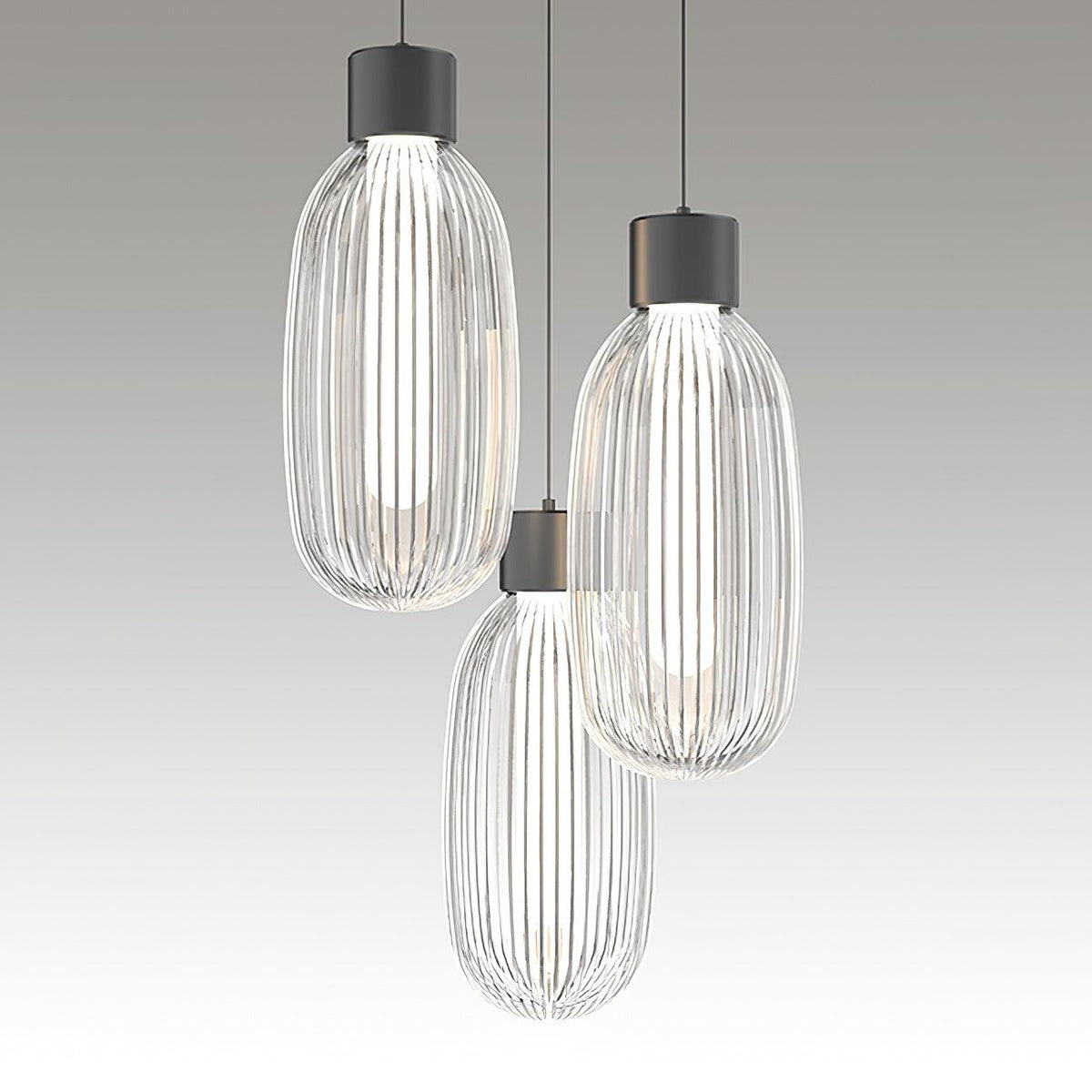 Friso LED Pendant Light – Ribbed Glass Modern Hanging Lamp