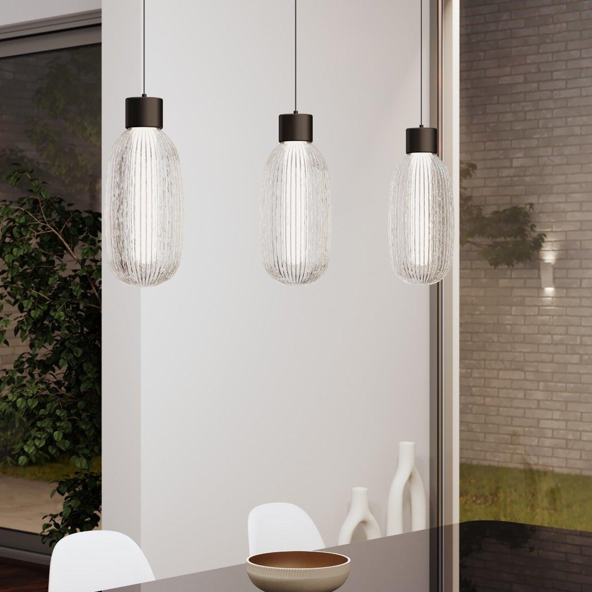 Friso LED Pendant Light – Ribbed Glass Modern Hanging Lamp