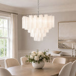 Frosted Glass Cascade Chandelier – Modern Murano Style Pendant Light