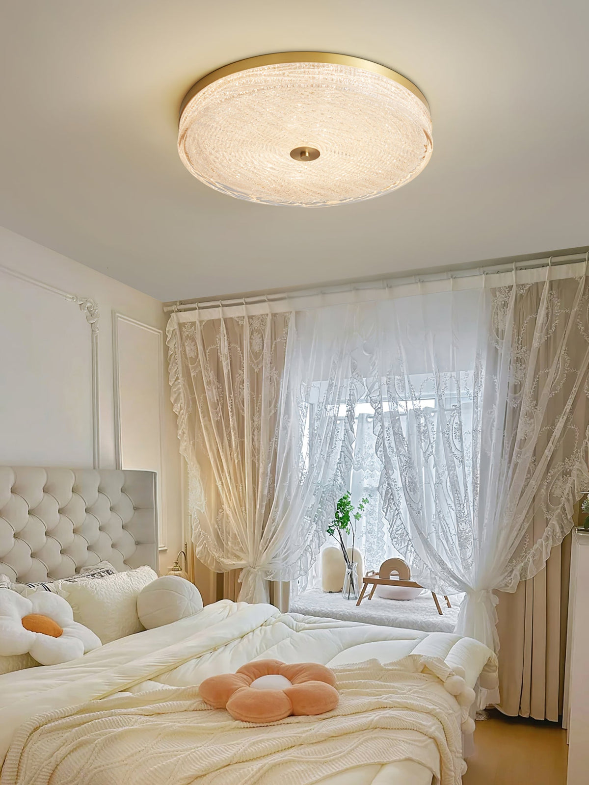 Frosted Dawn Ceiling Light – Modern Flush Mount LED Lamp for Bedroom & Living Room
