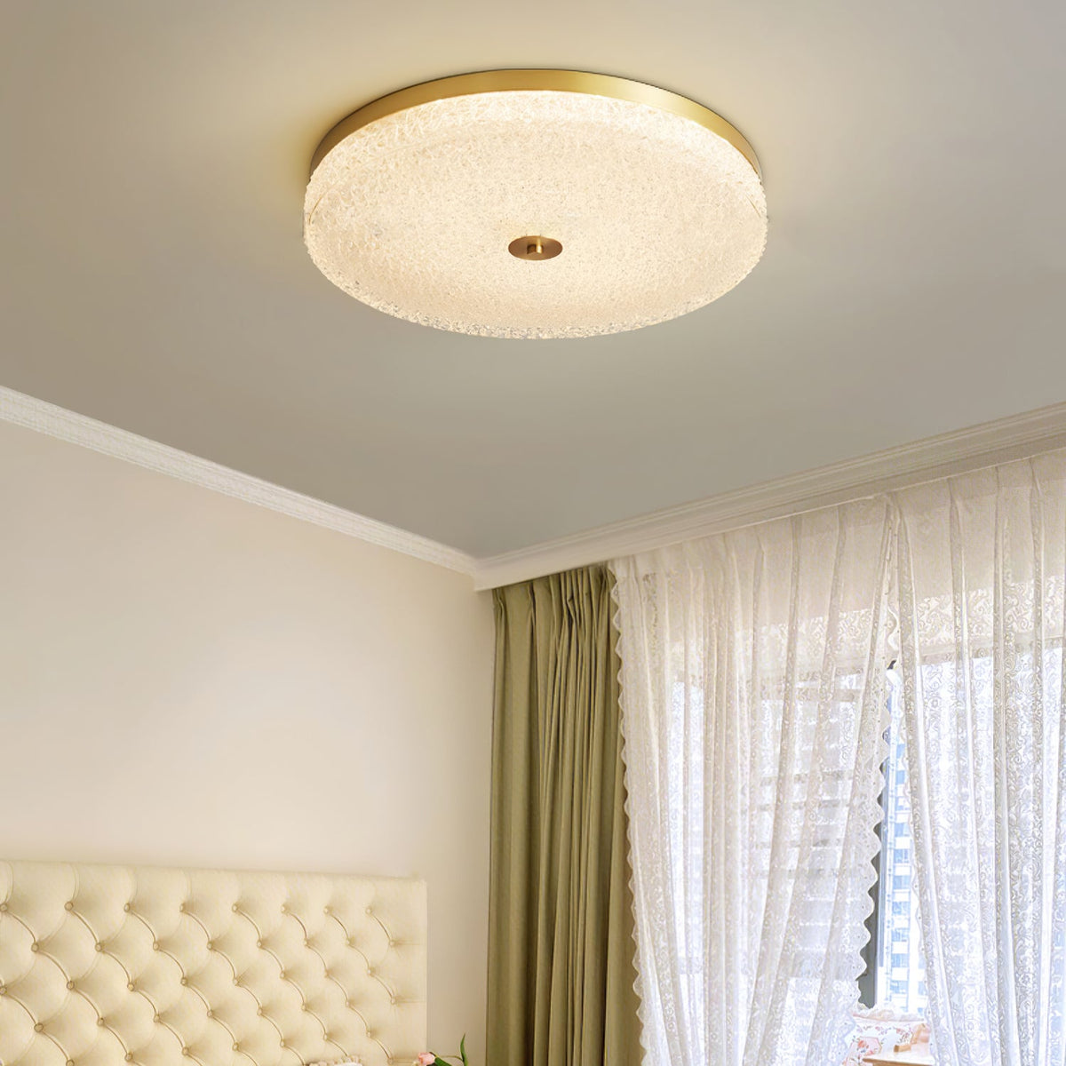 Frosted Dawn Ceiling Light – Modern Flush Mount LED Lamp for Bedroom & Living Room