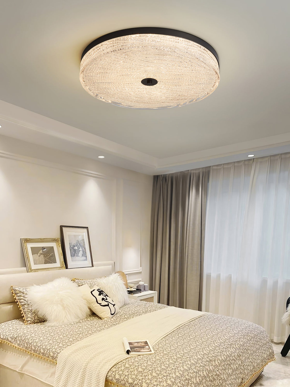Frosted Dawn Ceiling Light – Modern Flush Mount LED Lamp for Bedroom & Living Room