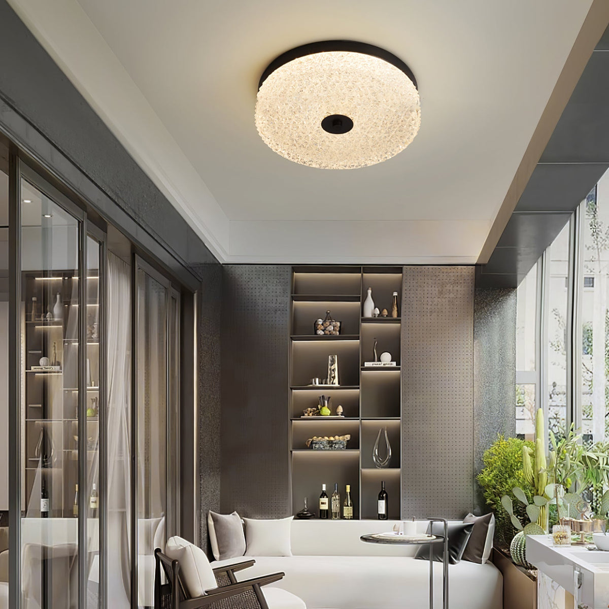 Frosted Dawn Ceiling Light – Modern Flush Mount LED Lamp for Bedroom & Living Room