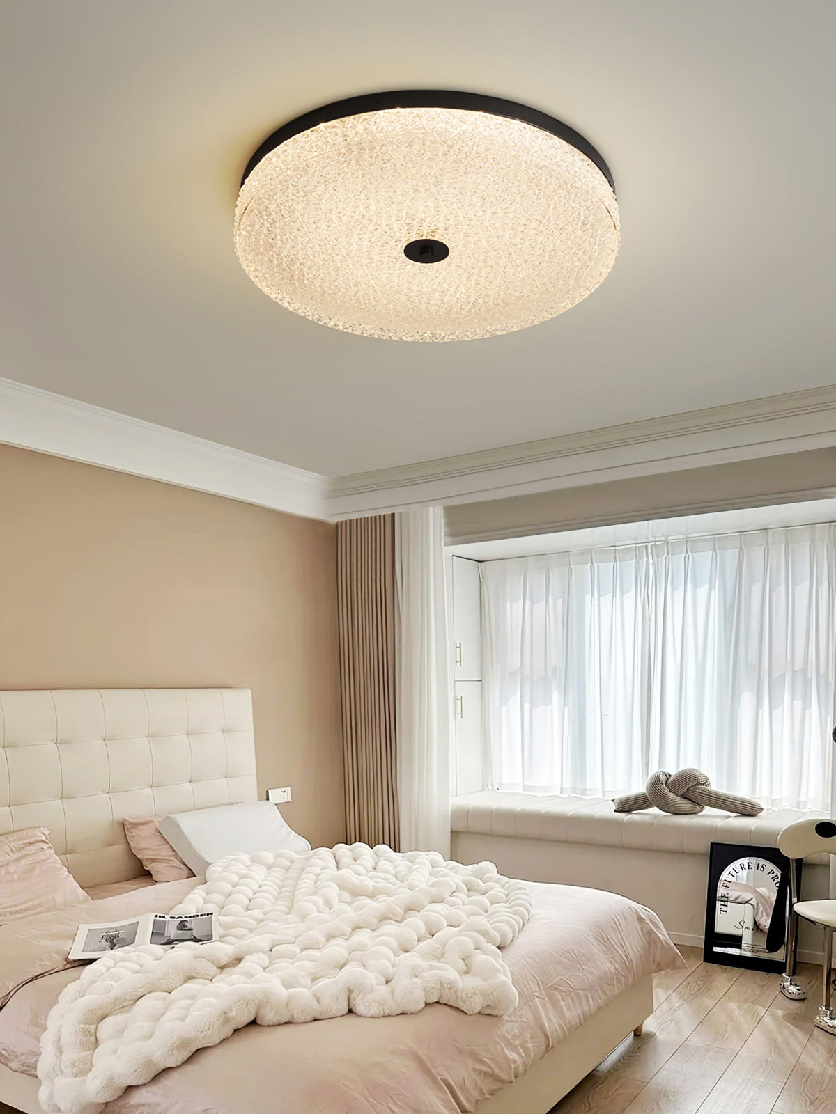Frosted Dawn Ceiling Light – Modern Flush Mount LED Lamp for Bedroom & Living Room