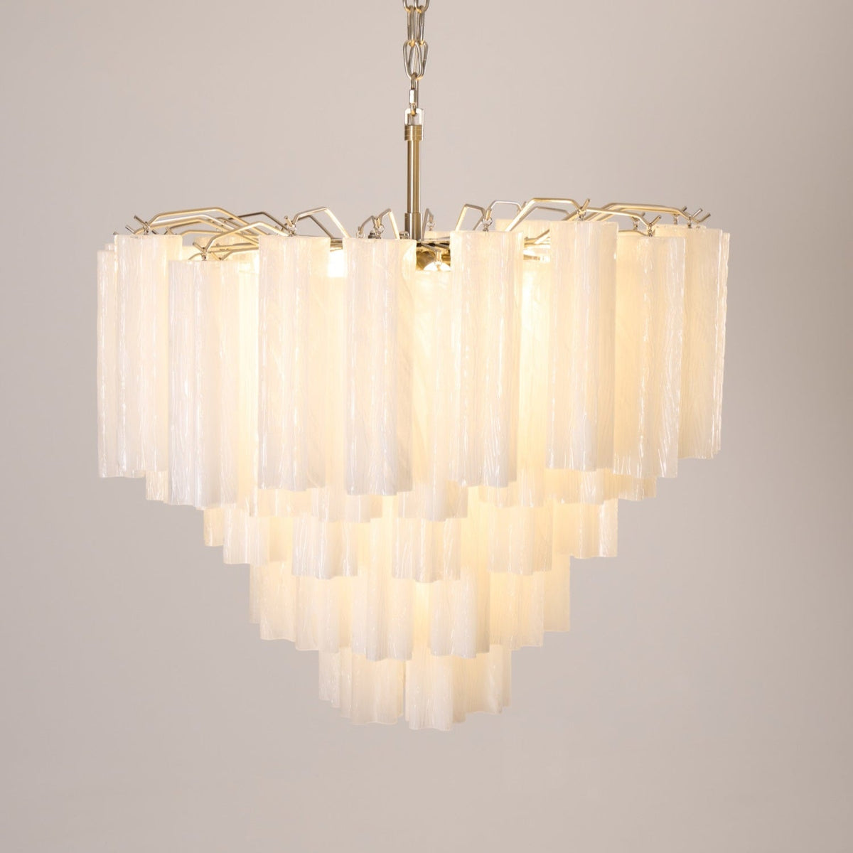 Frosted Glass Cascade Chandelier – Modern Murano Style Pendant Light