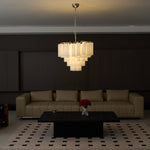 Frosted Glass Cascade Chandelier – Modern Murano Style Pendant Light