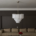 Frosted Glass Cascade Chandelier – Modern Murano Style Pendant Light