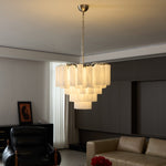 Frosted Glass Cascade Chandelier – Modern Murano Style Pendant Light