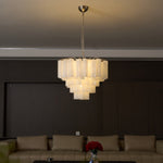 Frosted Glass Cascade Chandelier – Modern Murano Style Pendant Light