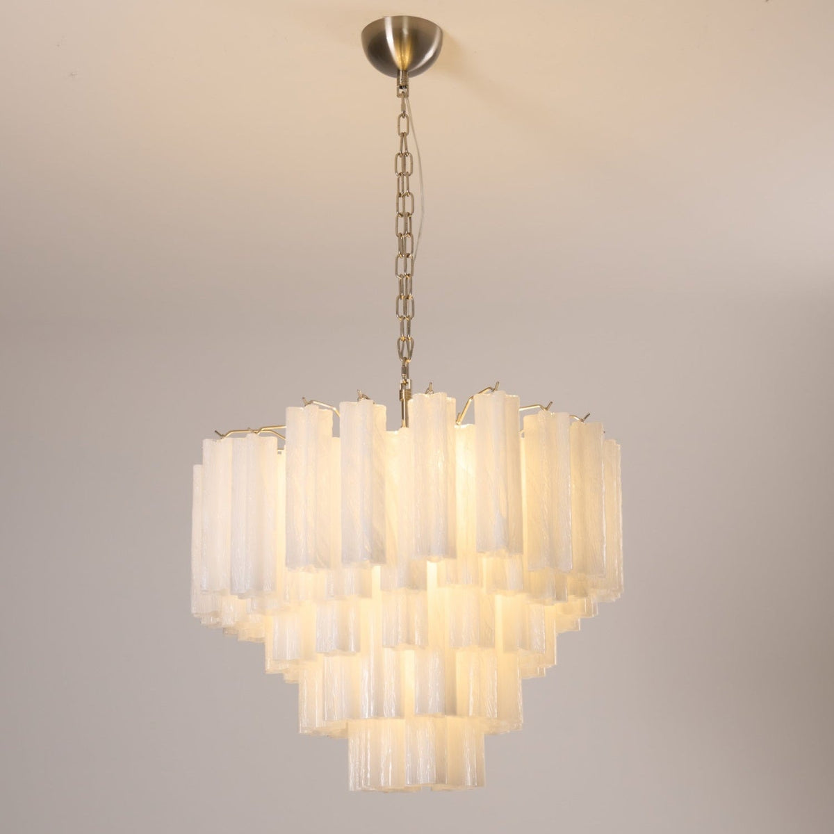Frosted Glass Cascade Chandelier – Modern Murano Style Pendant Light