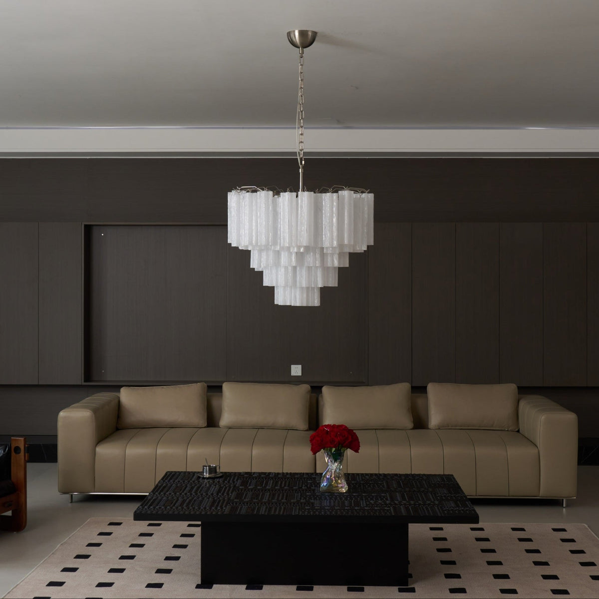 Frosted Glass Cascade Chandelier – Modern Murano Style Pendant Light
