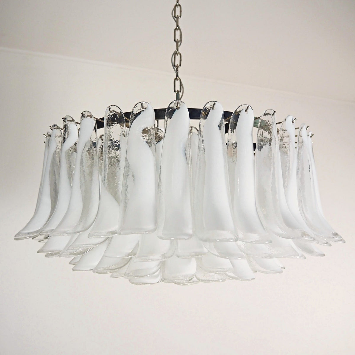 Petals Frosted Glass Chandelier in White | Modern Designer Lighting
