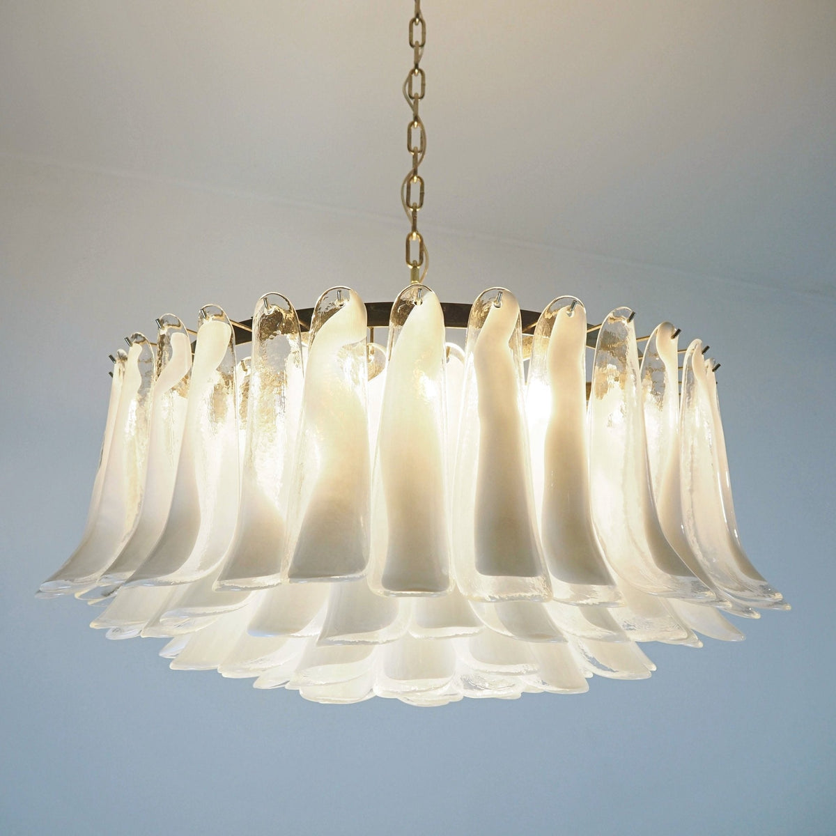 Petals Frosted Glass Chandelier in White | Modern Designer Lighting
