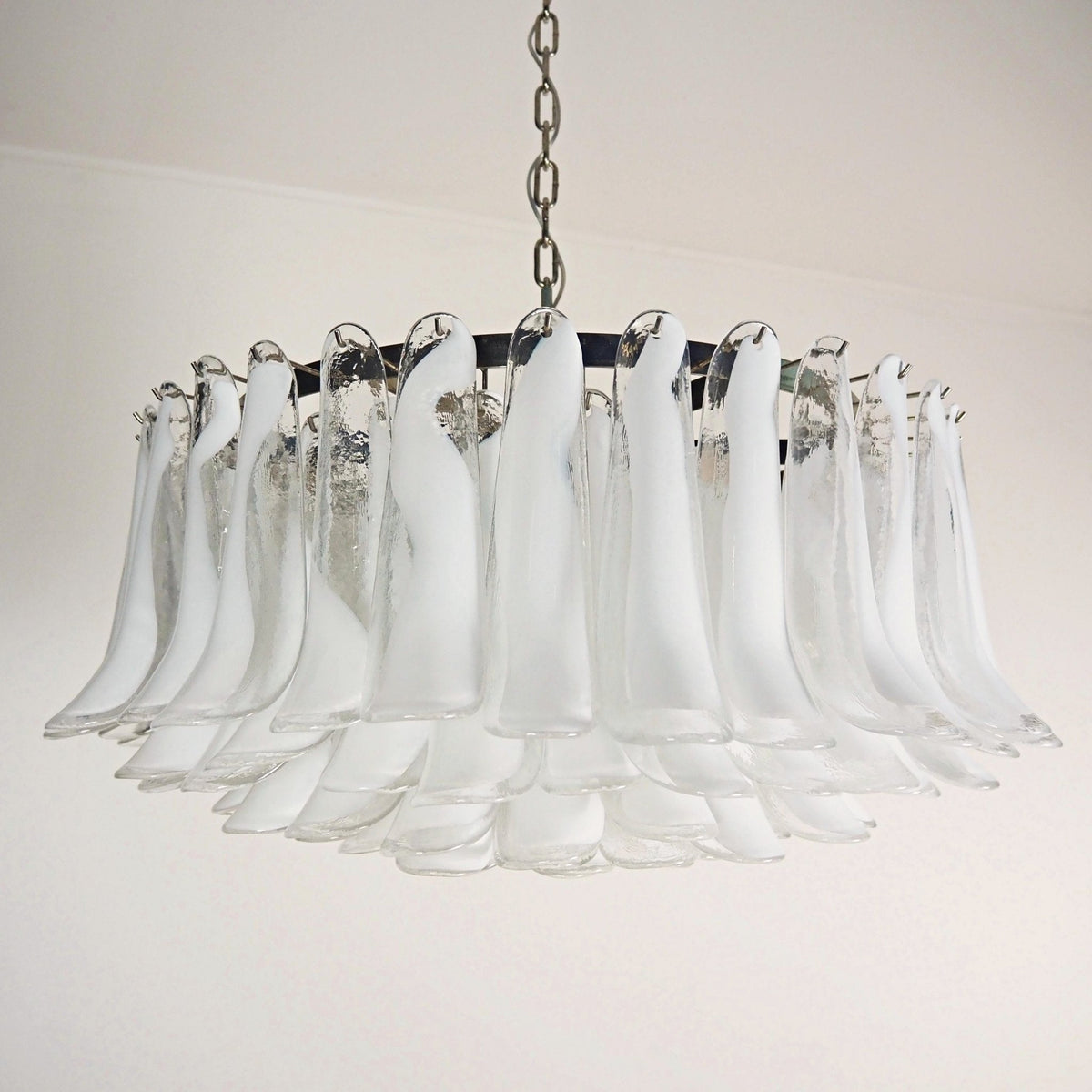 Petals Frosted Glass Chandelier in White | Modern Designer Lighting