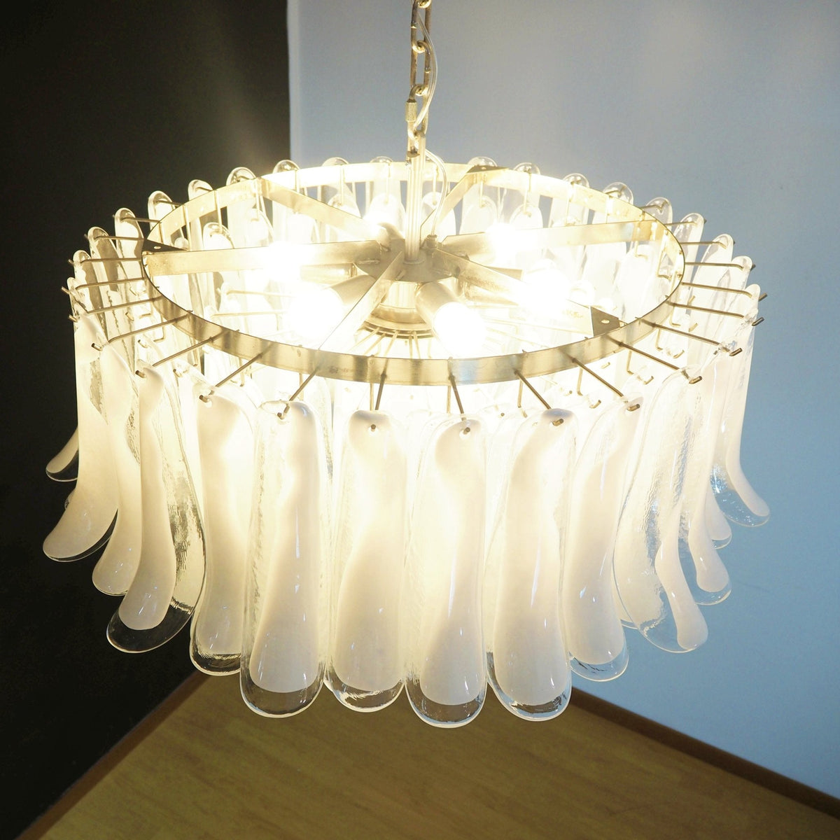 Petals Frosted Glass Chandelier in White | Modern Designer Lighting