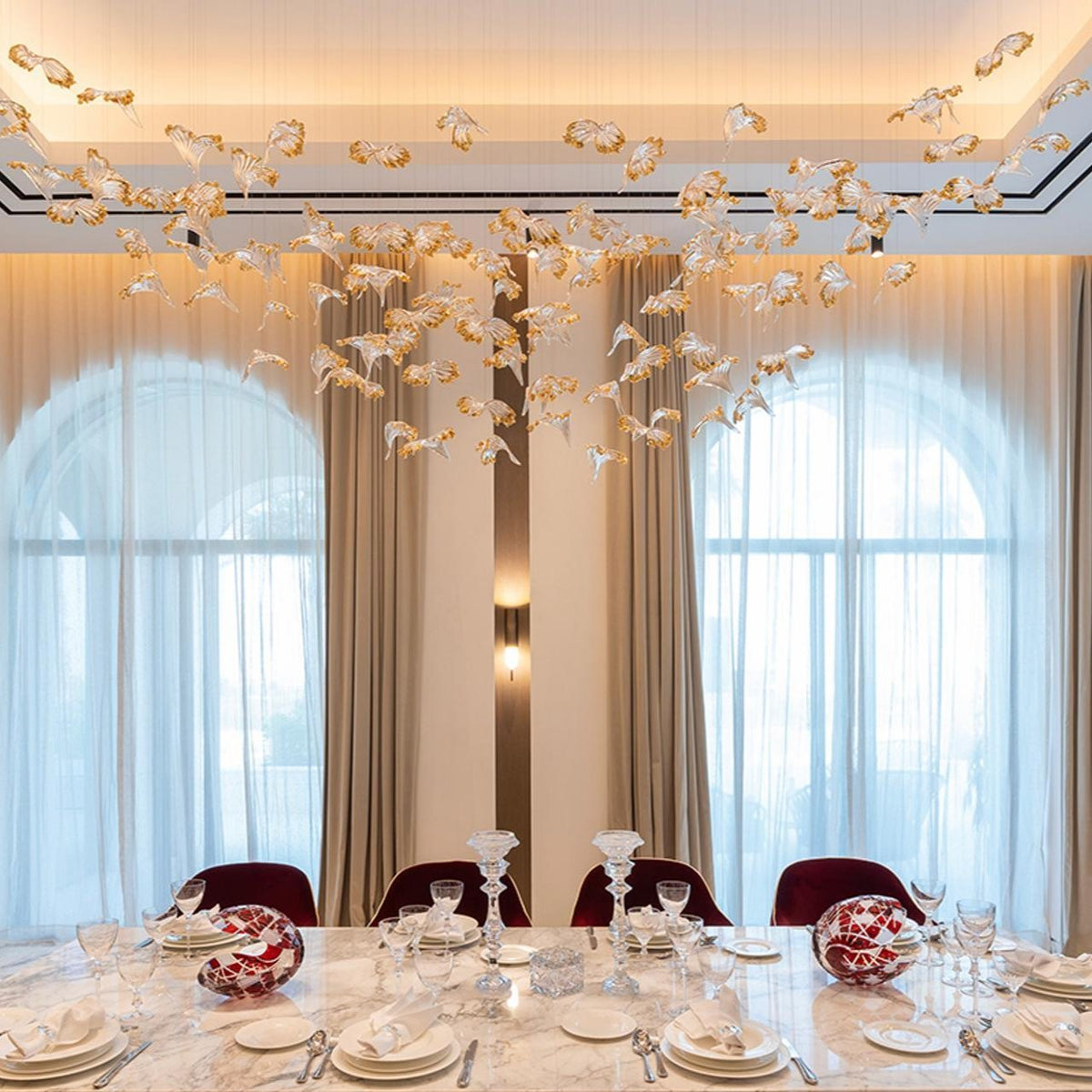 Frosted Petals Frozen Crystal Chandelier – Modern Designer Hanging Light for Living Room, Dining Room, and Hotel Interiors
