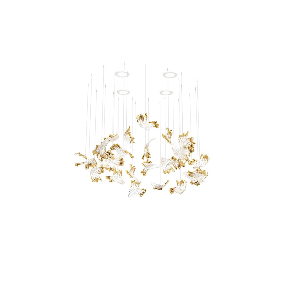 Frosted Petals Frozen Crystal Chandelier – Modern Designer Hanging Light for Living Room, Dining Room, and Hotel Interiors