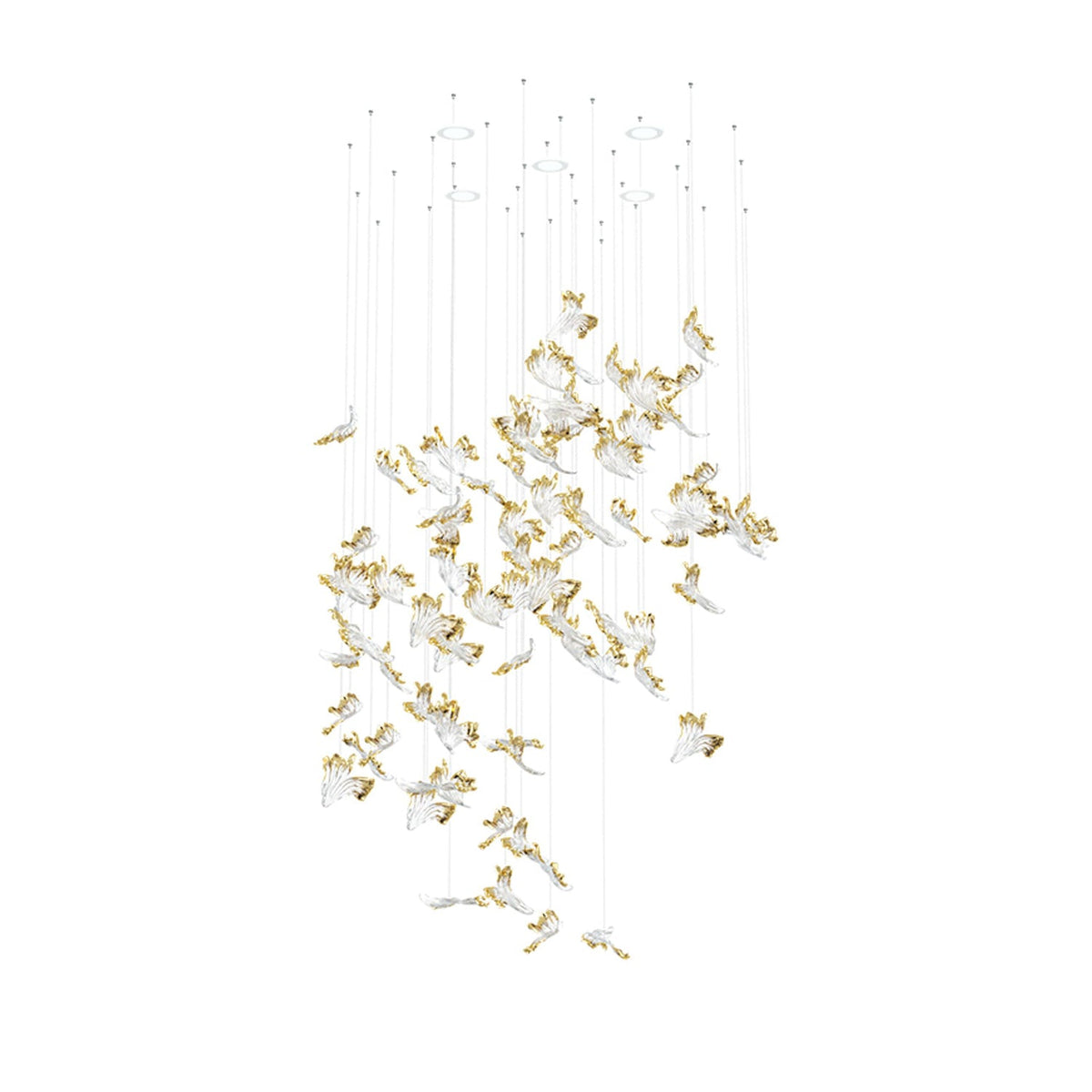 Frosted Petals Frozen Crystal Chandelier – Modern Designer Hanging Light for Living Room, Dining Room, and Hotel Interiors