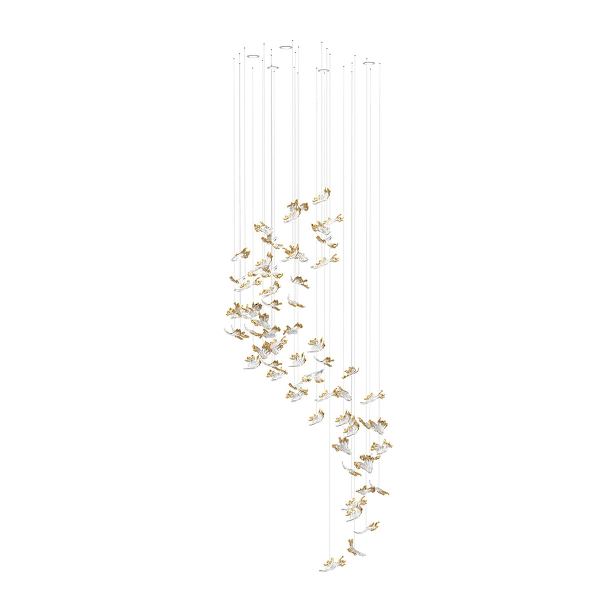 Frosted Petals Frozen Crystal Chandelier – Modern Designer Hanging Light for Living Room, Dining Room, and Hotel Interiors