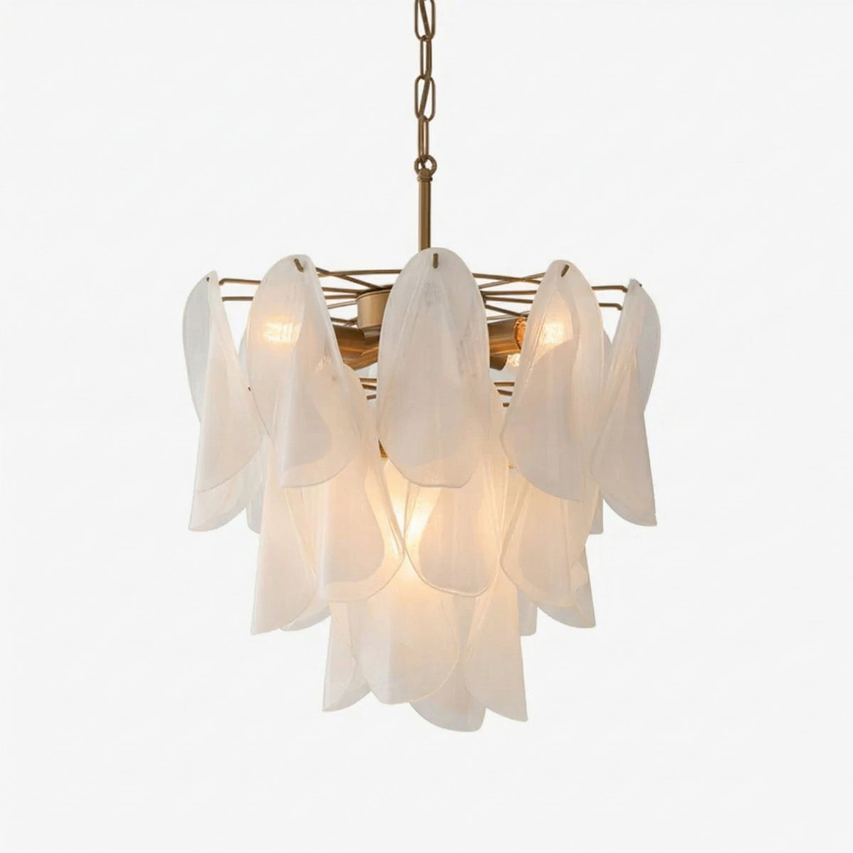 Fuchsia Murano Glass Chandelier with Gold or Chrome Patina Finish